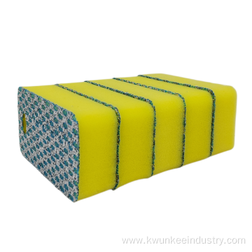 Foam Sponge with Scouring Cloth for Kitchen Cleaning